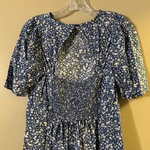 Mini Floral Dress with Smock Back